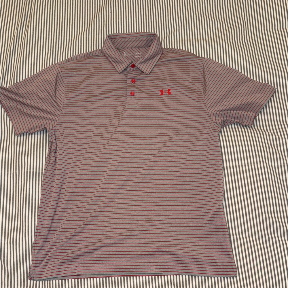 Under Armour Men's Polo Shirt - Red and Black Stripes